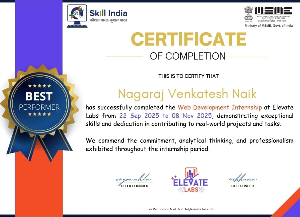 full-stack developer intern @ElevateLabs